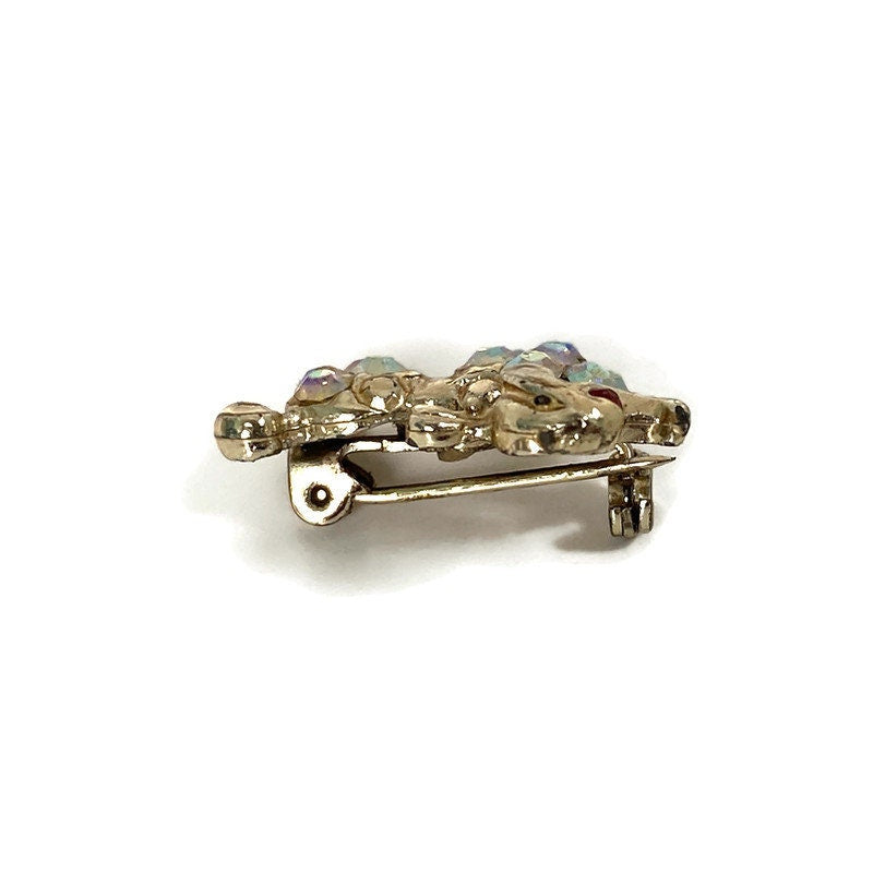 Vintage Small Rhinestone Poodle Brooch Pin - Duckwells