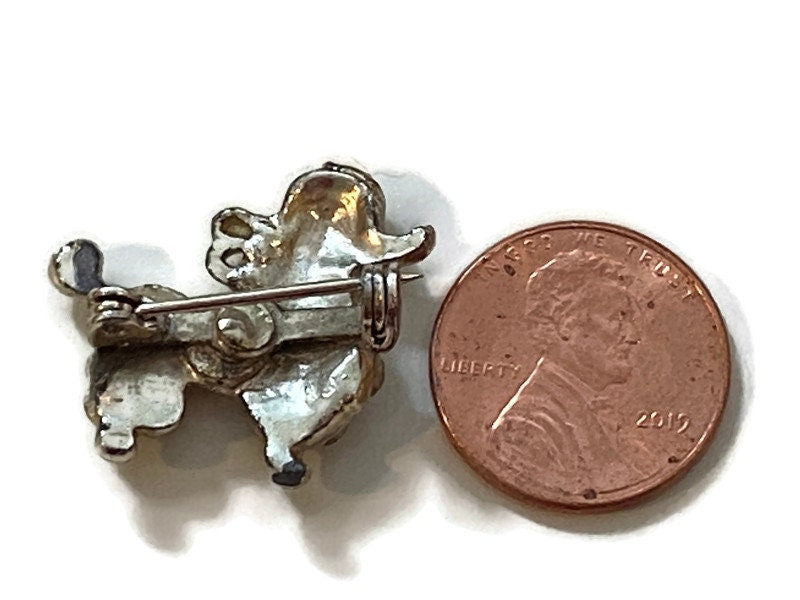 Vintage Small Rhinestone Poodle Brooch Pin - Duckwells