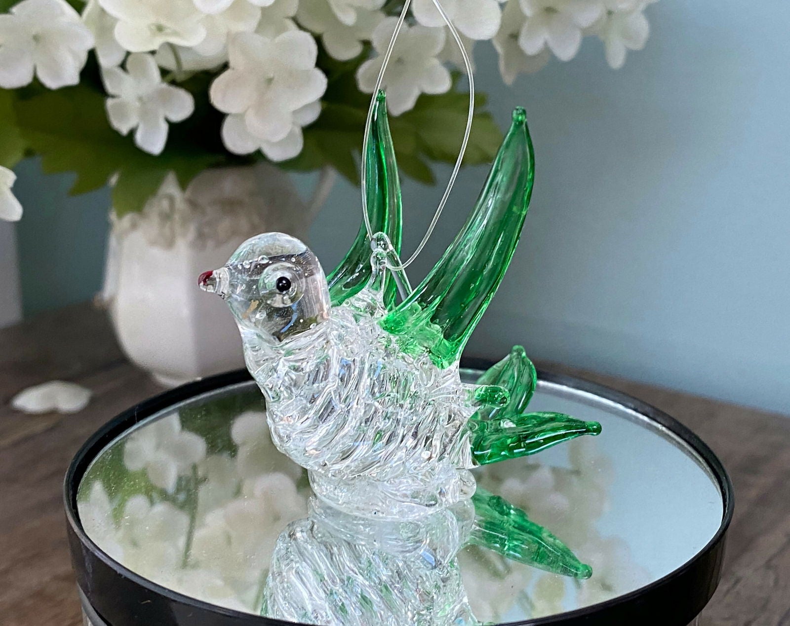 Vintage Spun Glass Christmas Bird Tree Ornament - Duckwells