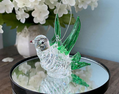 Vintage Spun Glass Christmas Bird Tree Ornament - Duckwells