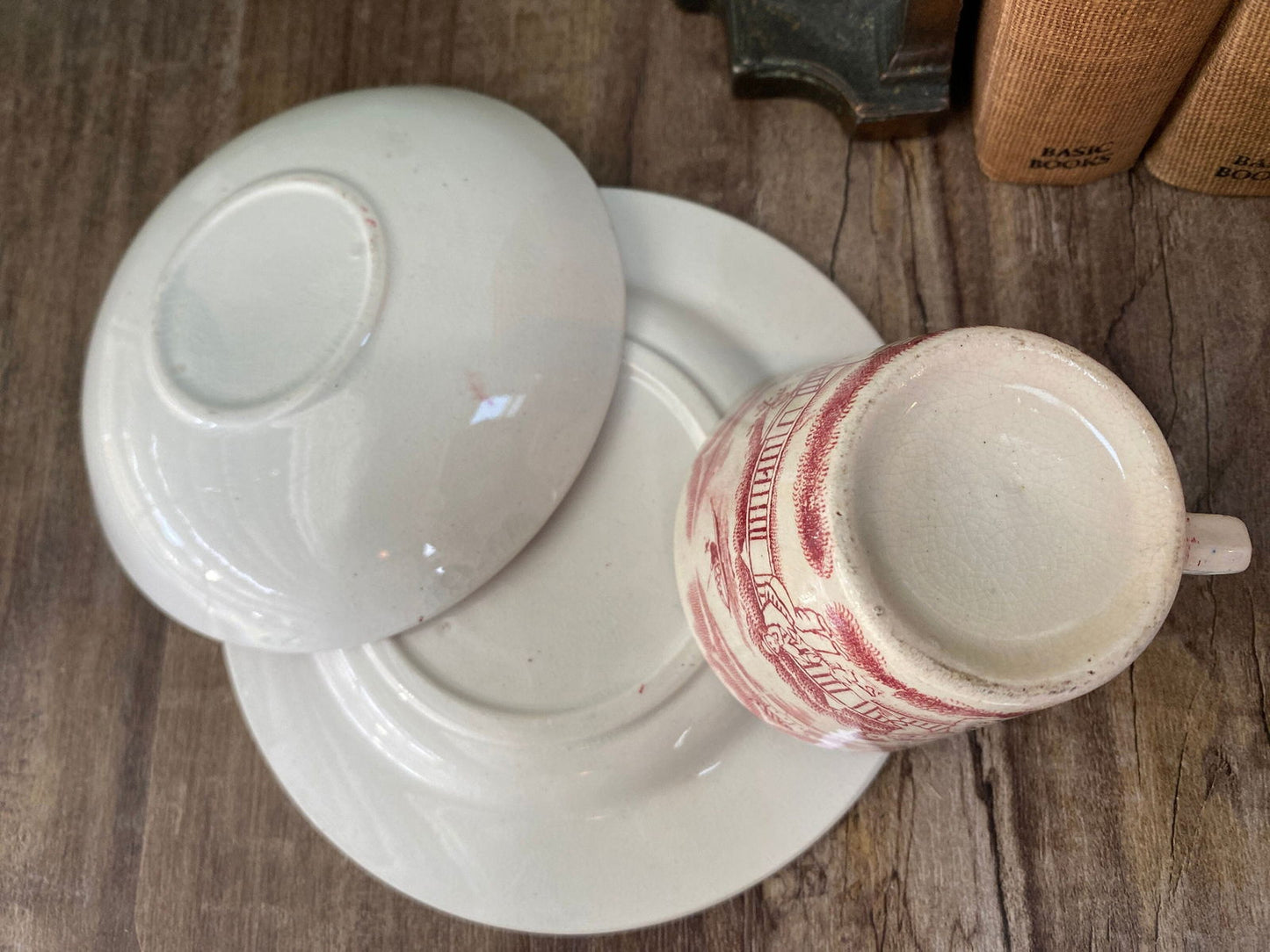 Vintage Staffordshire Demitasse Cup and Saucers in a Chinoiserie Pattern - Duckwells