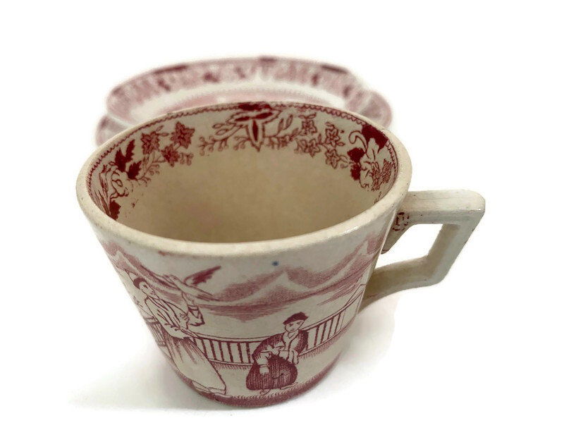 Vintage Staffordshire Demitasse Cup and Saucers in a Chinoiserie Pattern - Duckwells