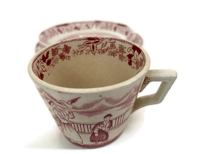 Vintage Staffordshire Demitasse Cup and Saucers in a Chinoiserie Pattern - Duckwells