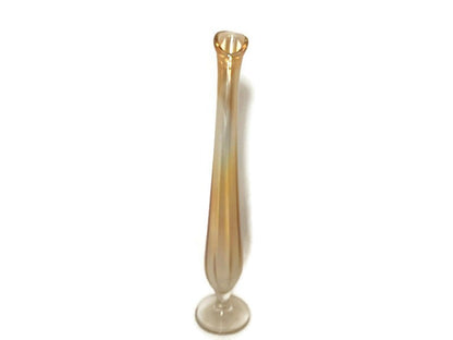 Vintage Thin Opalescent Carnival Glass Swung Vase - Duckwells