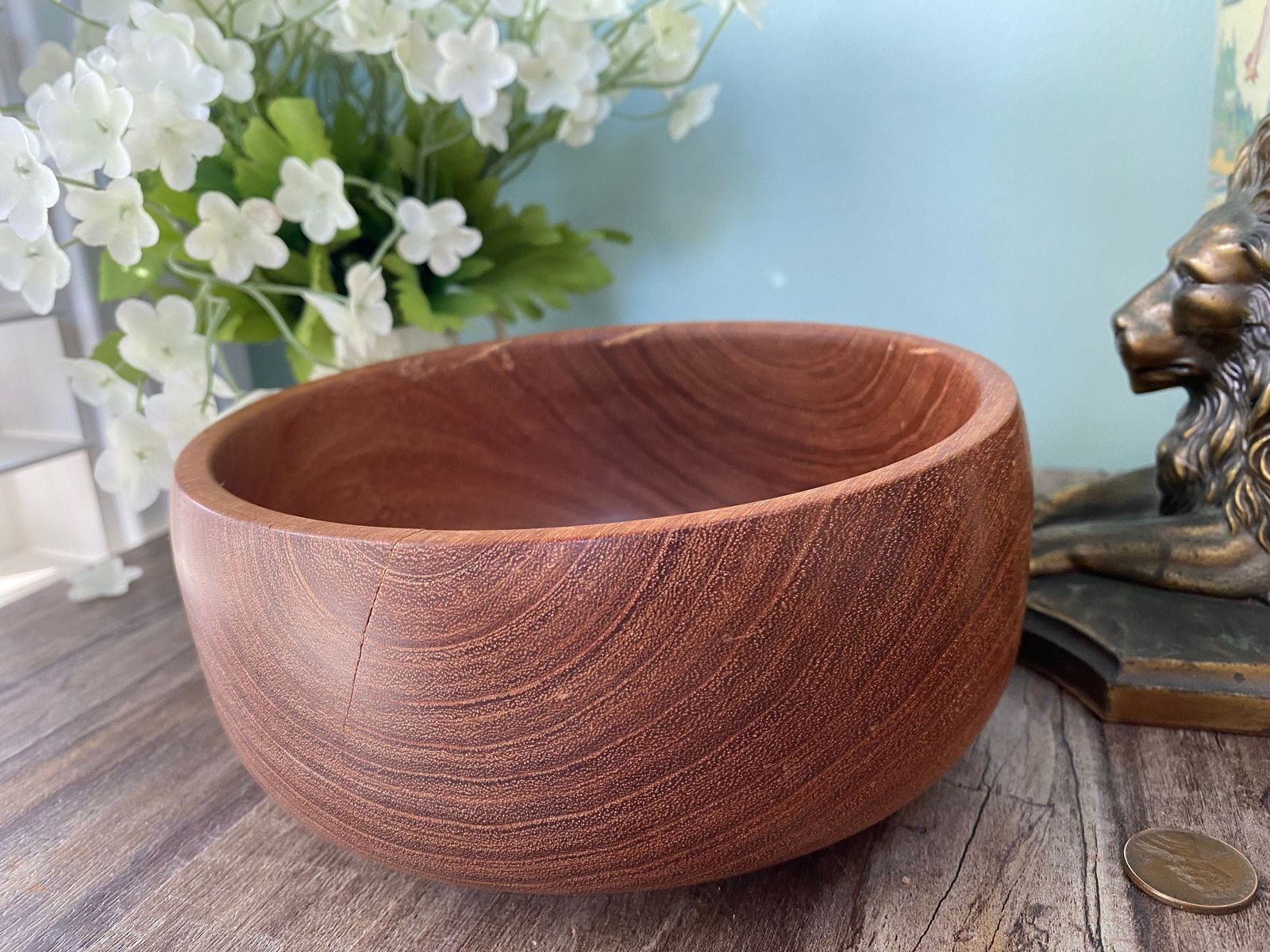 Vintage Turned Mesquite Wood Bowl - Duckwells