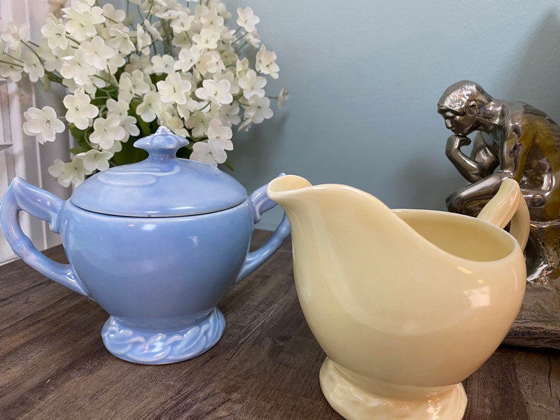 Vintage Vernon Kilns California Pottery Sugar and Creamer - Duckwells