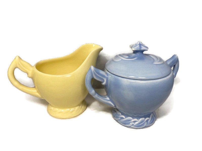 Vintage Vernon Kilns California Pottery Sugar and Creamer - Duckwells