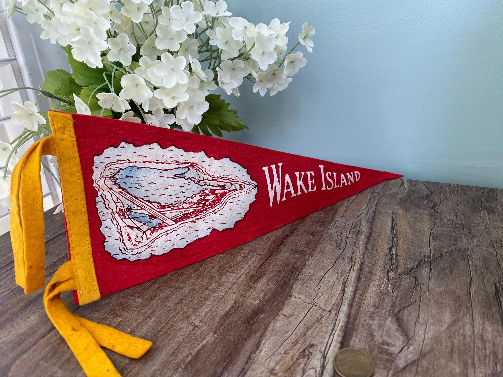 Vintage Wake Island Felt Pennant - Duckwells