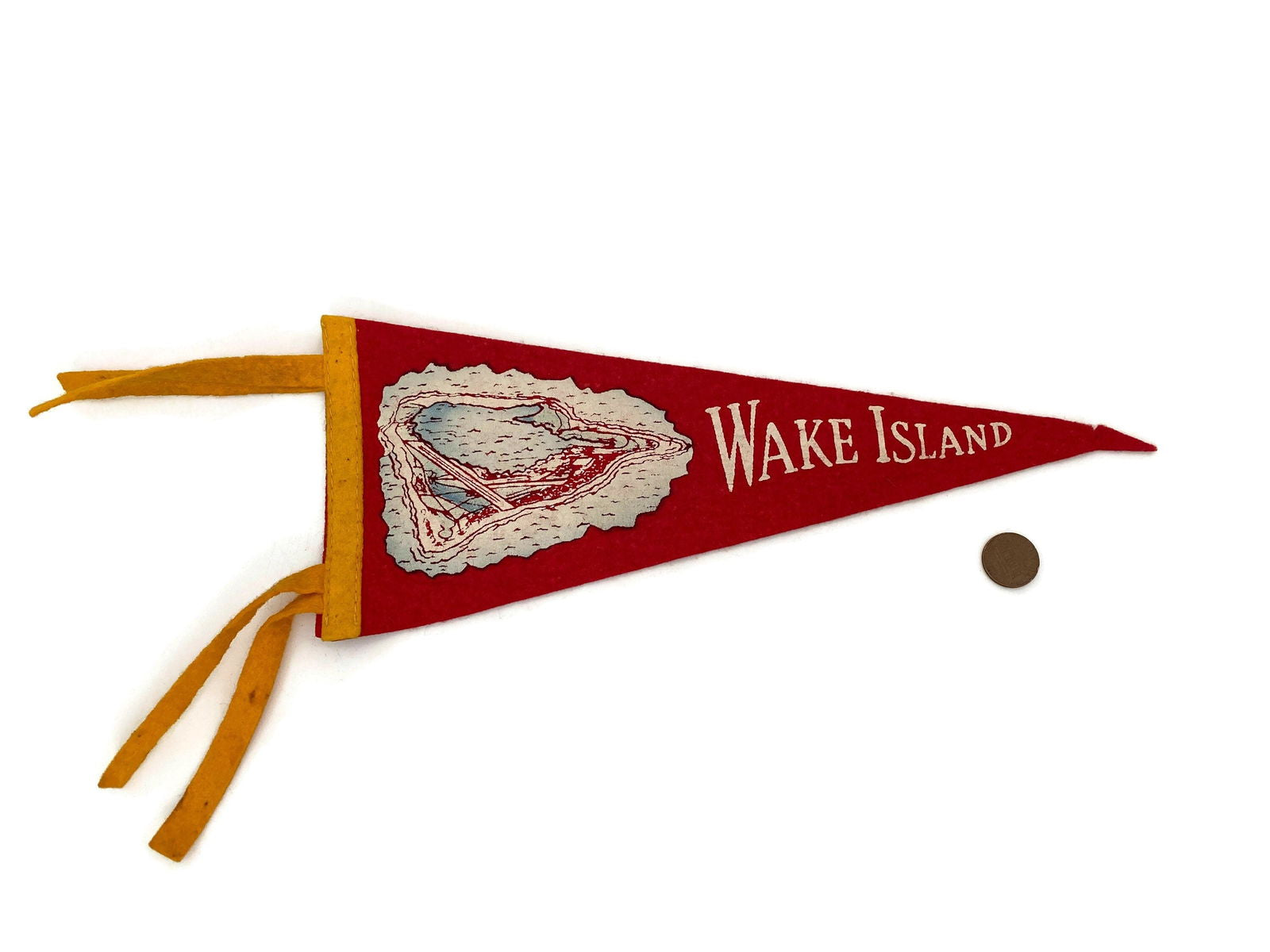 Vintage Wake Island Felt Pennant - Duckwells