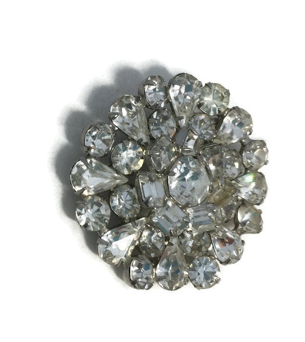 Vintage Weiss Rhinestone Brooch Pin - Duckwells
