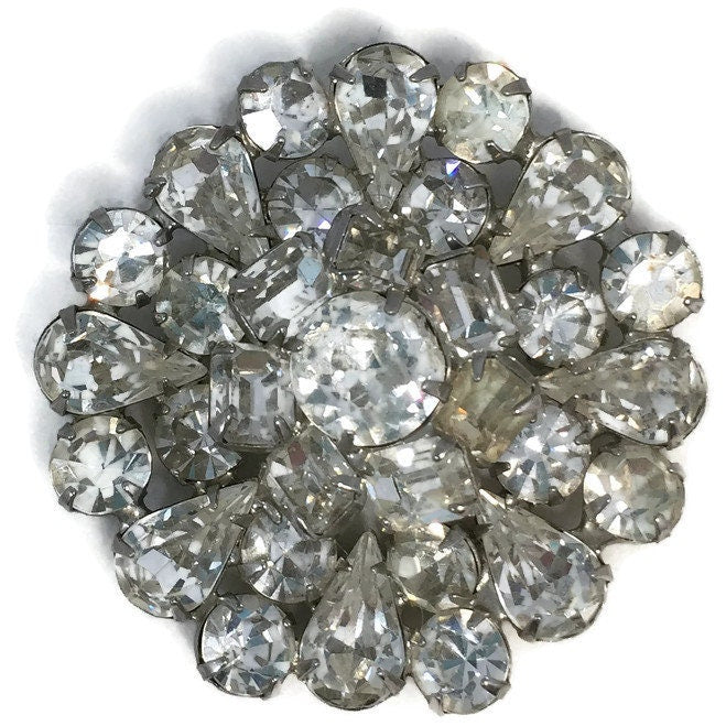 Vintage Weiss Rhinestone Brooch Pin - Duckwells