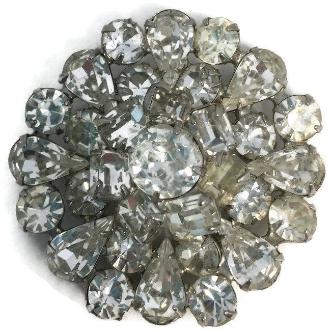 Vintage Weiss Rhinestone Brooch Pin - Duckwells
