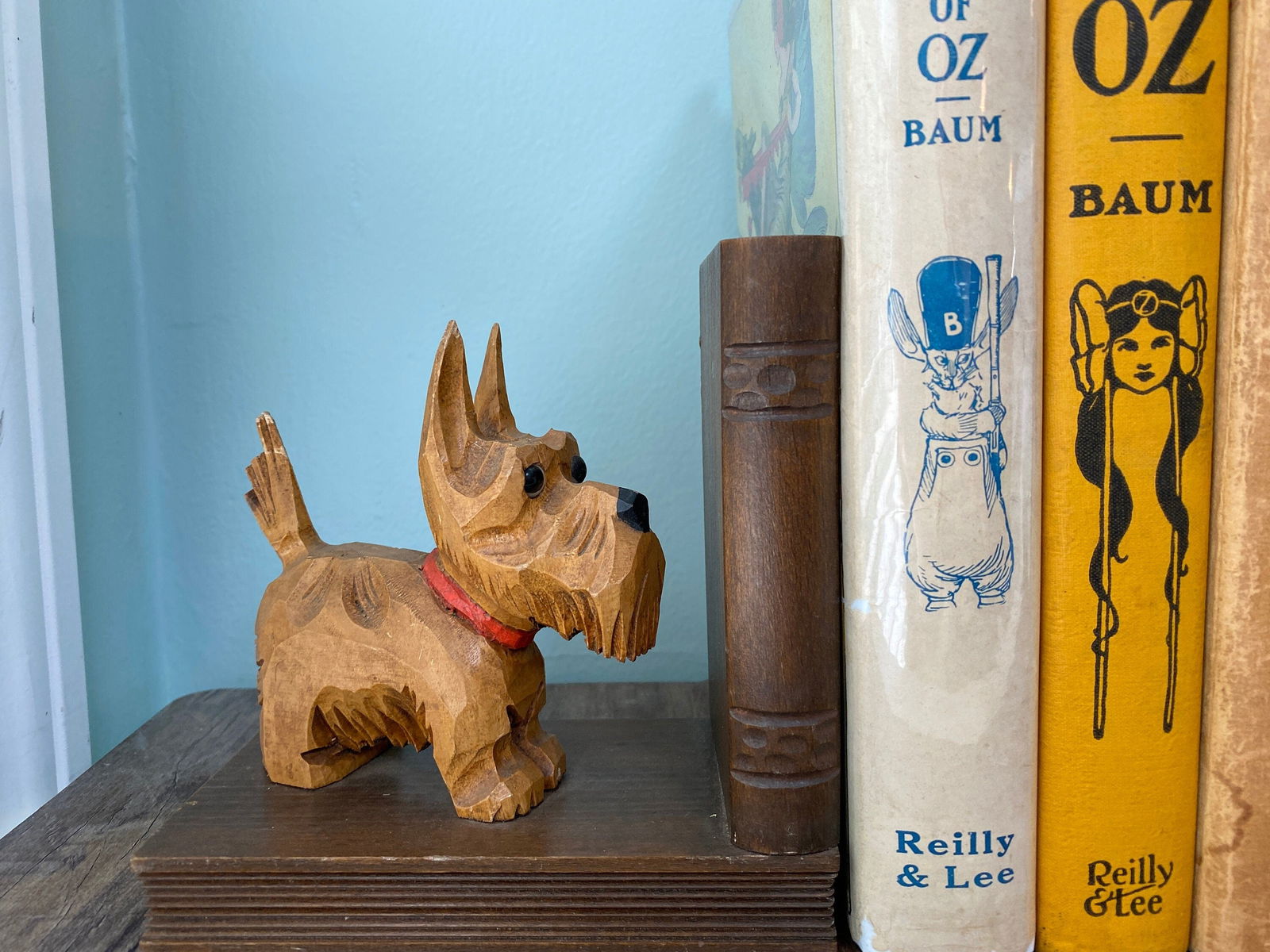 Vintage West German Scottie Dog Carved Wood Bookends - Duckwells