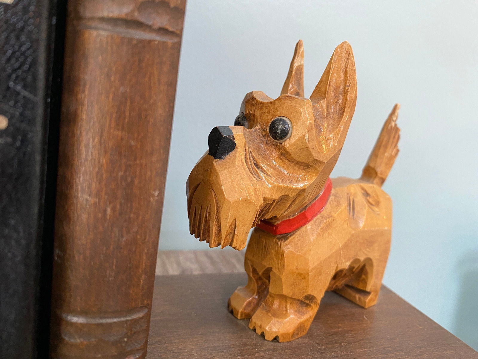 Vintage West German Scottie Dog Carved Wood Bookends - Duckwells