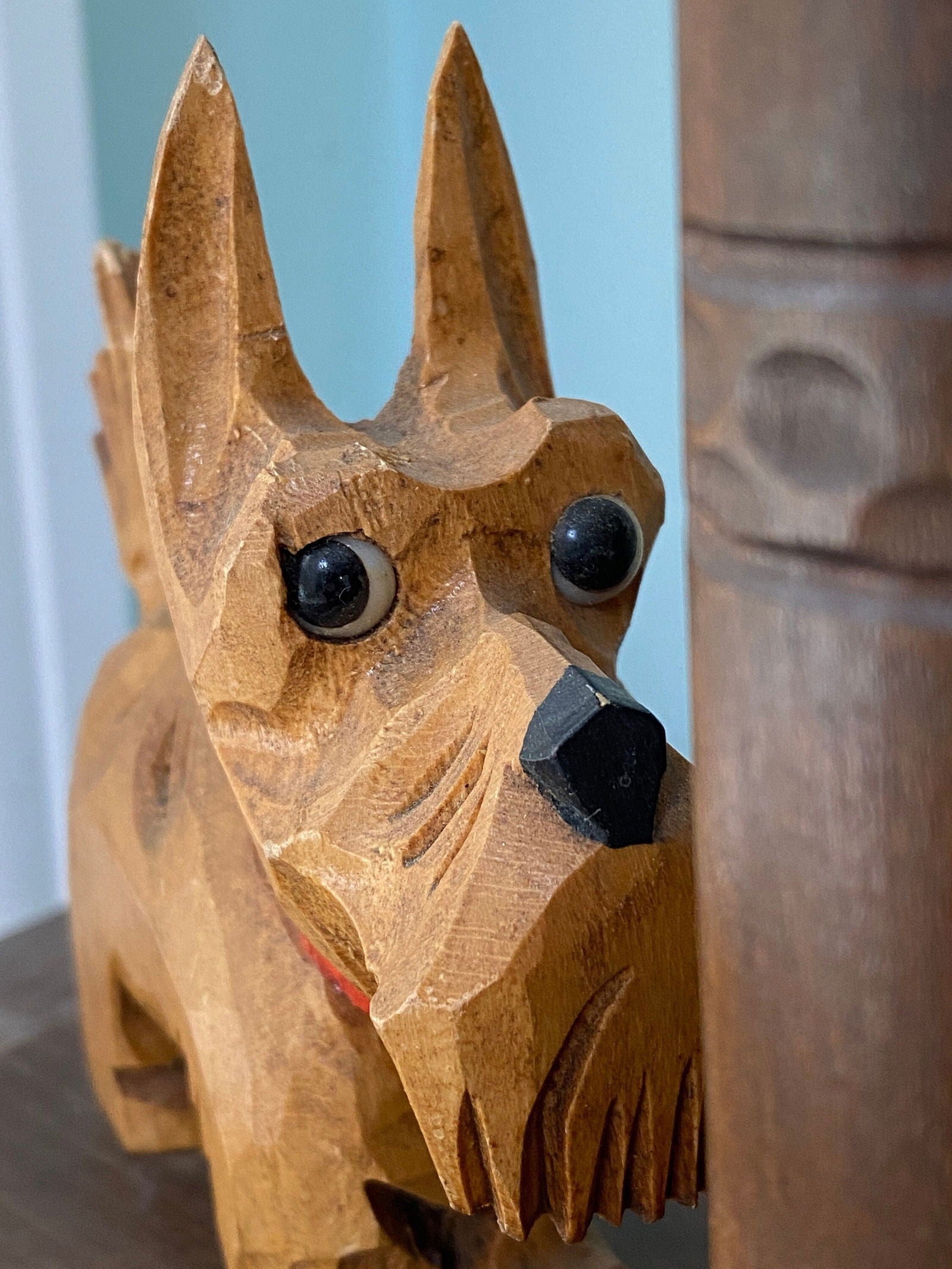 Vintage West German Scottie Dog Carved Wood Bookends - Duckwells