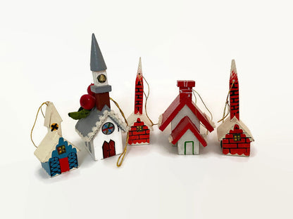 Vintage Wood Church Christmas Decorations - Duckwells