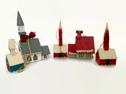 Vintage Wood Church Christmas Decorations - Duckwells