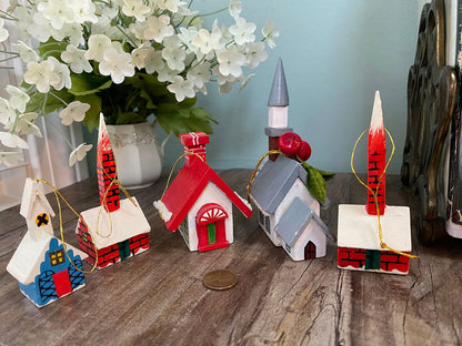 Vintage Wood Church Christmas Decorations - Duckwells