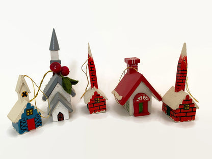 Vintage Wood Church Christmas Decorations - Duckwells