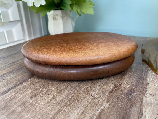 Vintage Wood Jewel Box with Beveled Mirror - Duckwells