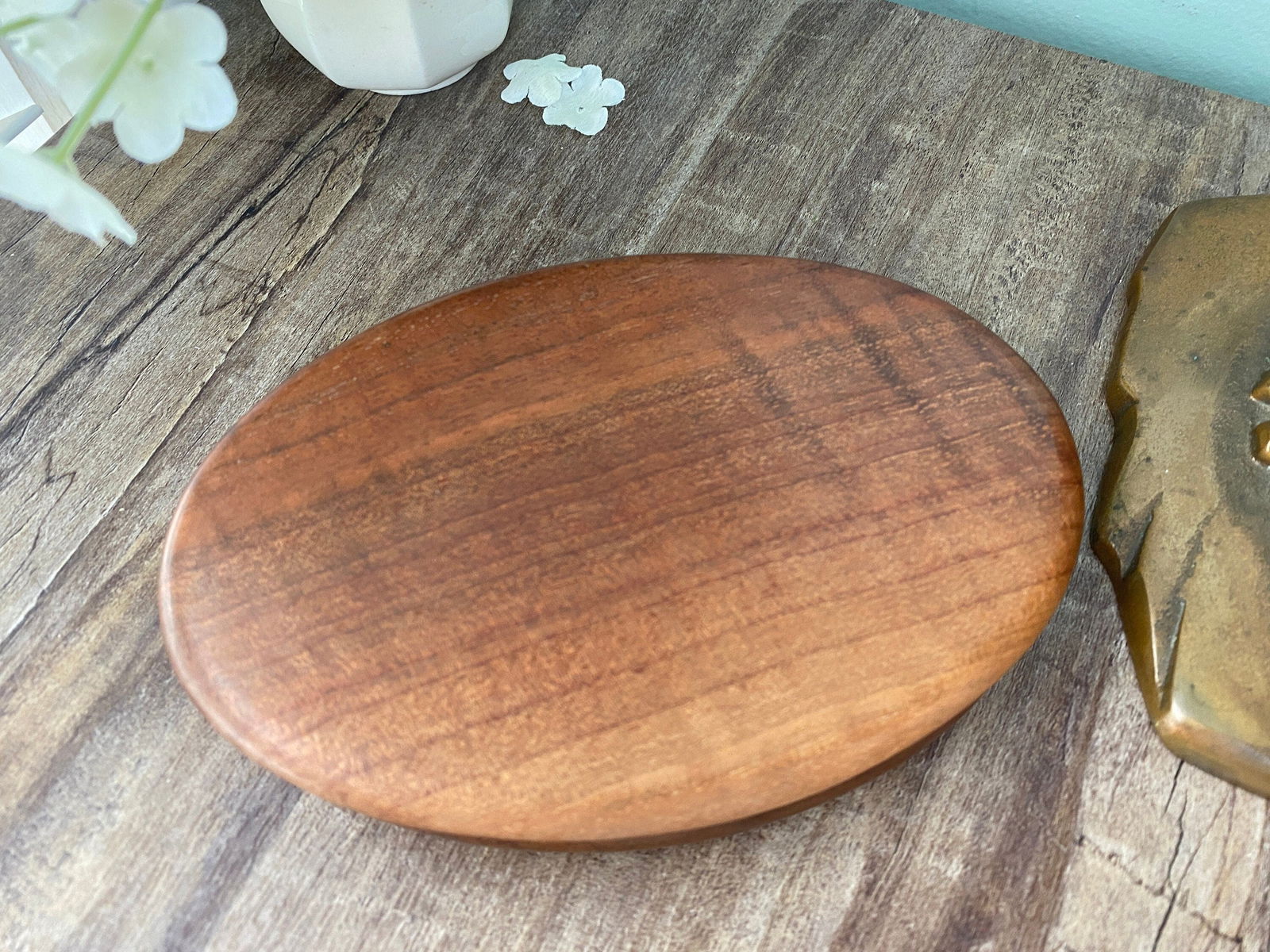 Vintage Wood Jewel Box with Beveled Mirror - Duckwells