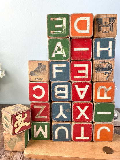 Vintage Wooden Toy Blocks - Duckwells
