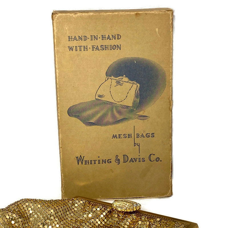 Whiting and Davis Gold Metal Mesh Purse - Duckwells