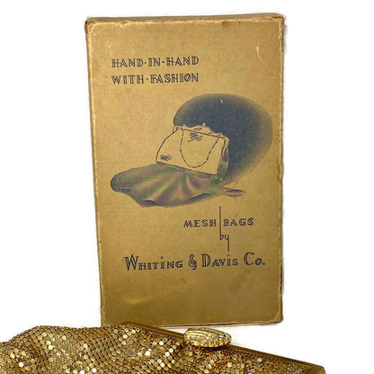 Whiting and Davis Gold Metal Mesh Purse - Duckwells