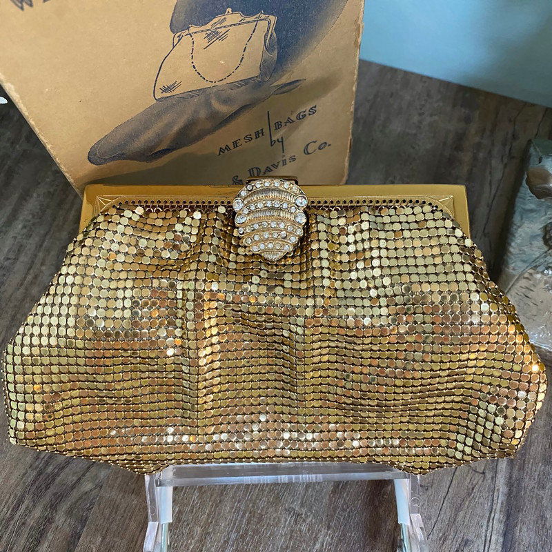 Whiting and Davis Gold Metal Mesh Purse - Duckwells