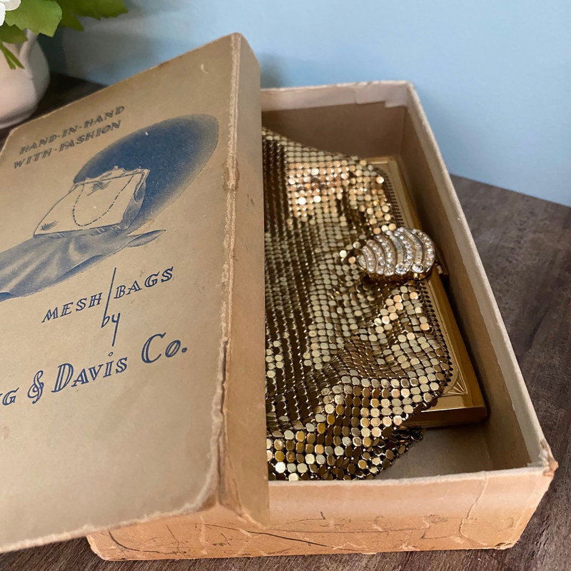 Whiting and Davis Gold Metal Mesh Purse - Duckwells