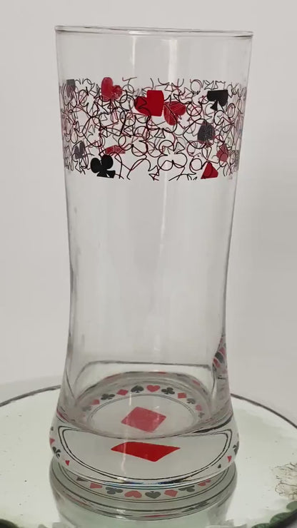 Midcentury Playing Card Glasses, Vintage Barware