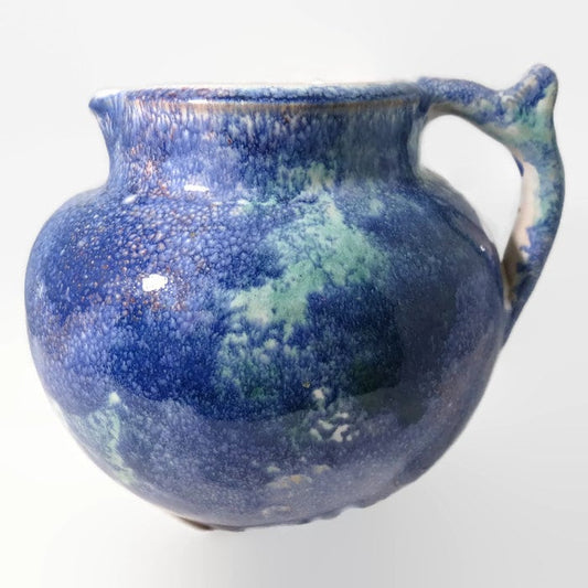 Vintage Christian Ridge Pottery, Coffee Carafe, Blue Pitcher, Paris Maine, - Duckwells