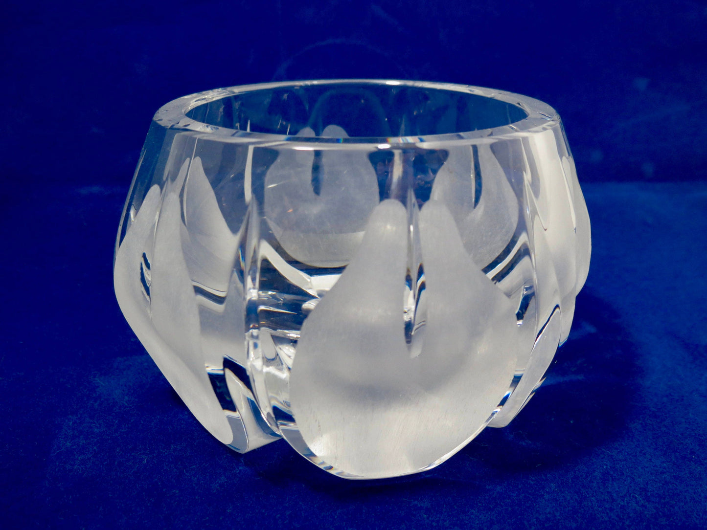 Vintage Etched Crystal Bowl - Art Nouveau Design, Clear Cut Petite Bowl, Heavy Clear Decorative Collectible - Duckwells