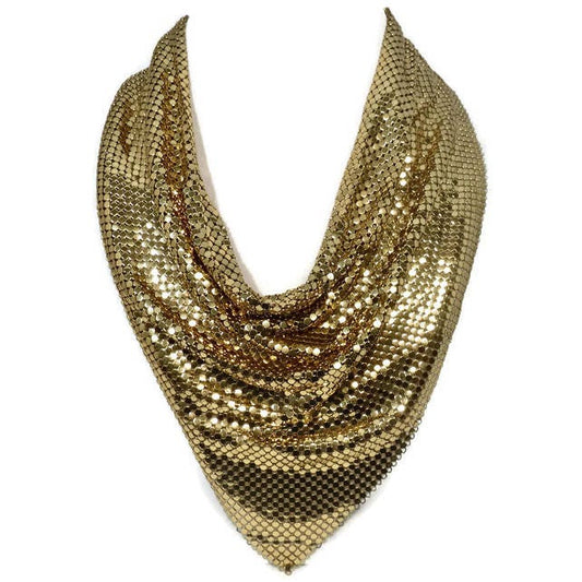 Vintage Gold Scarf Necklace by Designer Whiting and Davis
