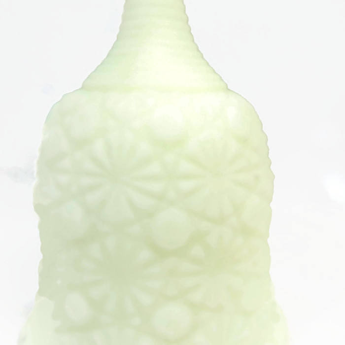 Fenton Custard Glass Bell - Yellow Opaque,  Collectible Glass, Ribbed Stem, Daisy Button Pattern - Duckwells