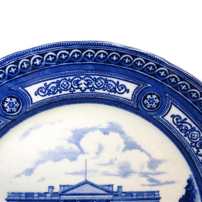 Vintage White House Plate, Royal Doulton, Blue and White, English Staffordshire, Washington DC Souvenir, Cabinet Plate - Duckwells