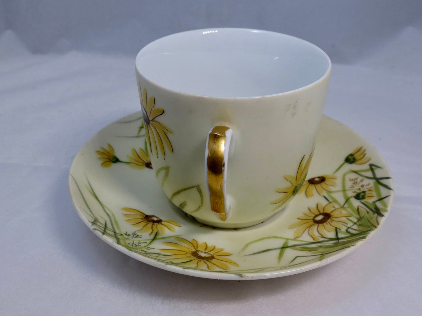 Antique Haviland Limoges Teacup and Saucer, Hand Painted French Porcelain,  1850 Christmas China, Collectible Teacup Set, Early Mark - Duckwells