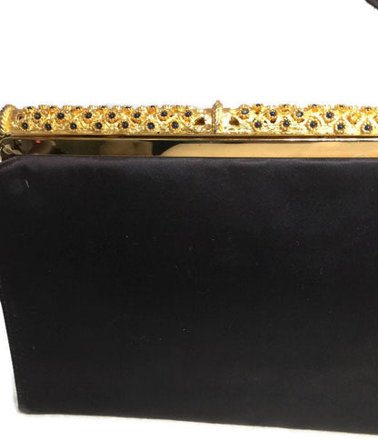 Vintage Black Purse - L and M, Gold and Black Hinged frame, with coin purse, Evening Bag, Prom Purse, Wedding Special Occasion handbag - Duckwells