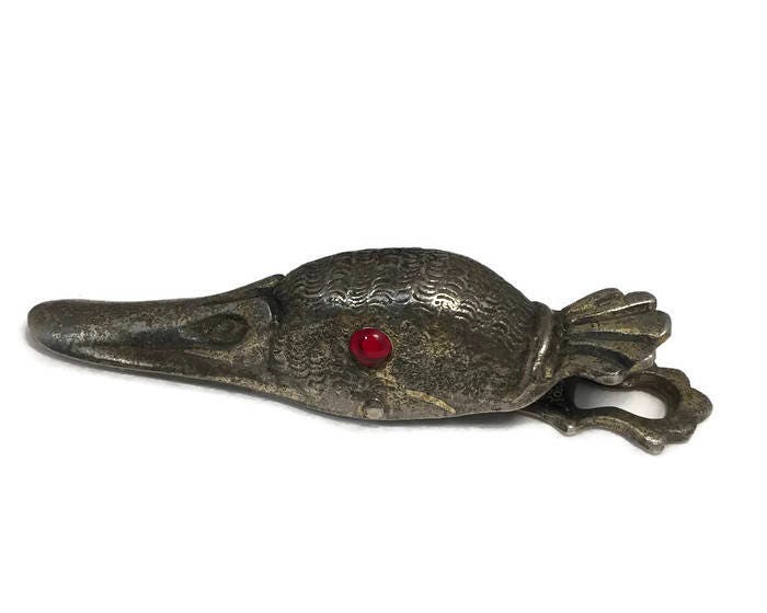 Antique Duck Clip, Desk Paper Clip, Ornate Cast Metal, Glass Eye, Desk or Wall Clip, Letter Holder, Library Decor, Paperweight Collectible - Duckwells