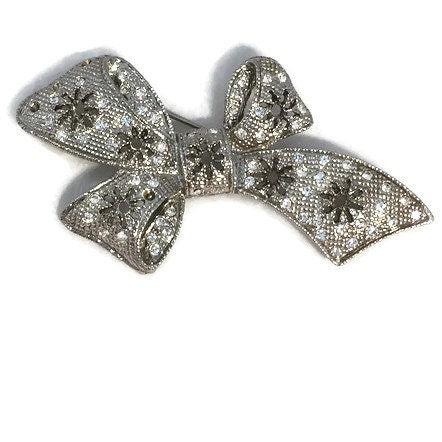 Vintage Rhinestone Bow Brooch, Sparkly Bow Pin, PD Premier Designs, Signed Costume Jewelry, Coat Pin - Duckwells