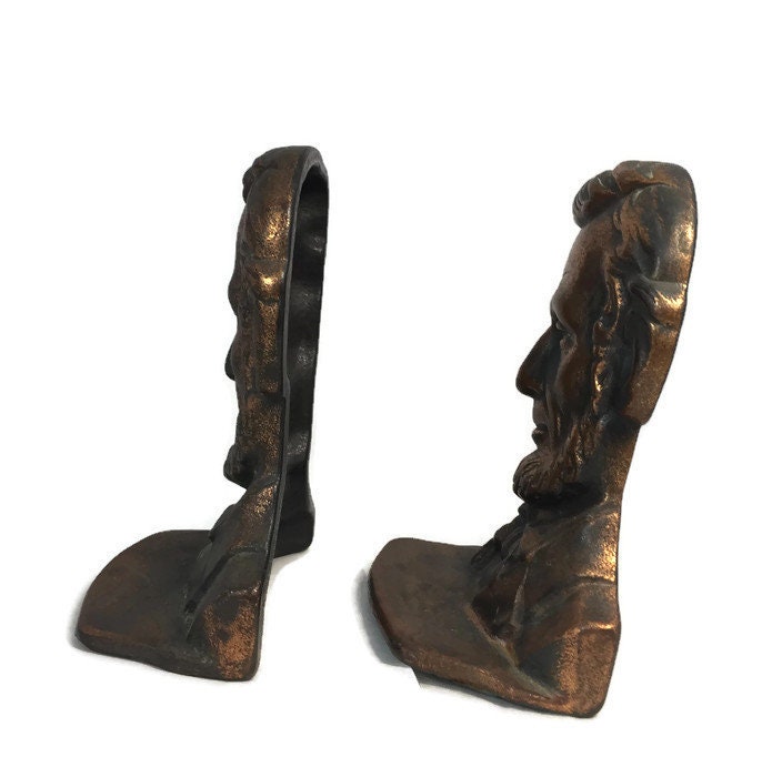 Antique Abe Lincoln Bookends, Abraham Lincoln, Presidential Collectible, Library Home Decor, Bookshelf Display, Office Decor, Cast Metal - Duckwells