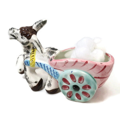 Donkey Cart Ceramic Planter - Collectible Figurine, Decorative Accessory, Hand Painted, Betson's, Mid Century - Duckwells