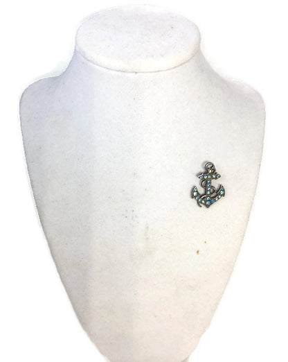 Vintage Rhinestone Anchor brooch, Nautical pin, Kirks Folly brooch, Seaside Jewellery, Collectible Signed Pin, Lapel Tack Pin, boat anchor - Duckwells