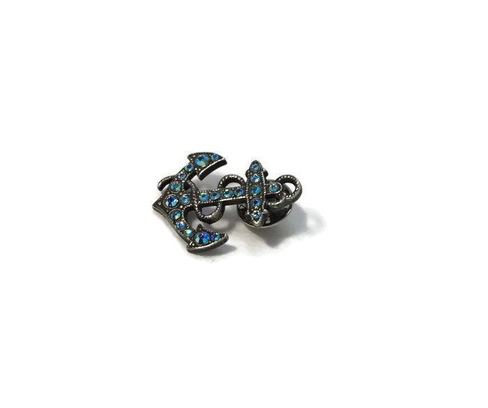 Vintage Rhinestone Anchor brooch, Nautical pin, Kirks Folly brooch, Seaside Jewellery, Collectible Signed Pin, Lapel Tack Pin, boat anchor - Duckwells
