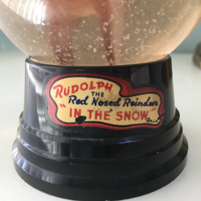 Vintage Rudolph Snow Globe, Rudolph in the Snow, Rudolph the Red Nosed Reindeer, Driss Co, Mid Century Snowglobe Collectible - Duckwells