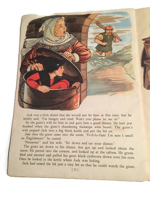 Antique Children's Book - Jack and the Beanstalk, Milo Winter Illustrations, 1939 Edition, Whitman Publishing, Collectible - Duckwells