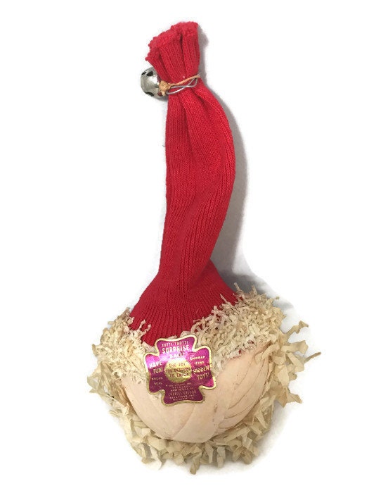 Vintage Christmas - Tutti-Fruitti Surprise Ball - Gregor 1950s Santa Claus Toy, Charles Gregor Original Santa Head - Duckwells