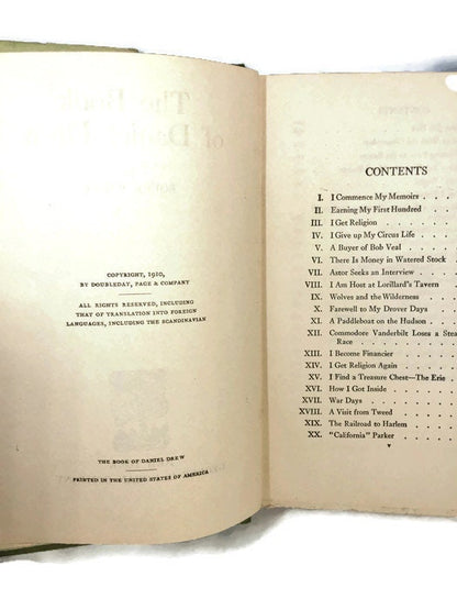 Antique Hardcover Book, 1st Edition, The Book of Daniel Drew by Bouck White, Rare Wall Street History, Original Dust Jacket - Duckwells