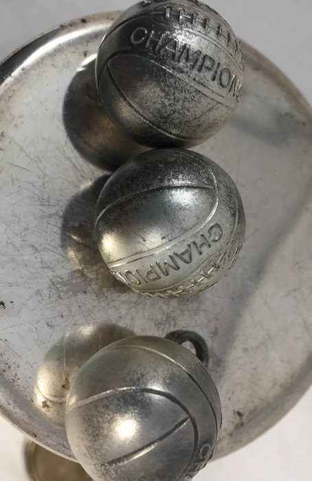1944 QCL Champions Charms Basketball Silvertone Metal Pendant Sports Souvenir - Duckwells