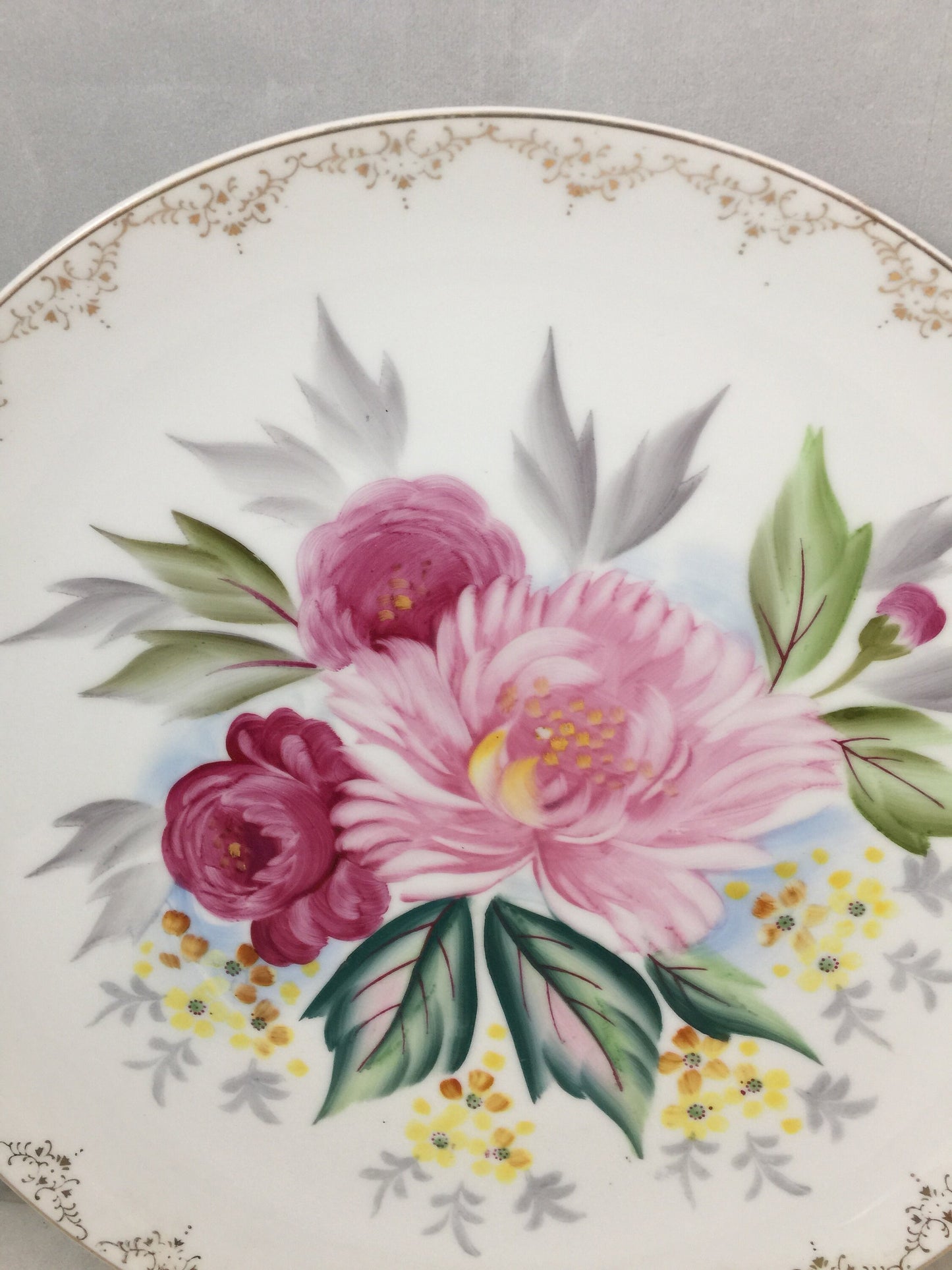 VIntage Floral Porcelain China Plate - High Quality Hand Painted Floral Pattern - Duckwells